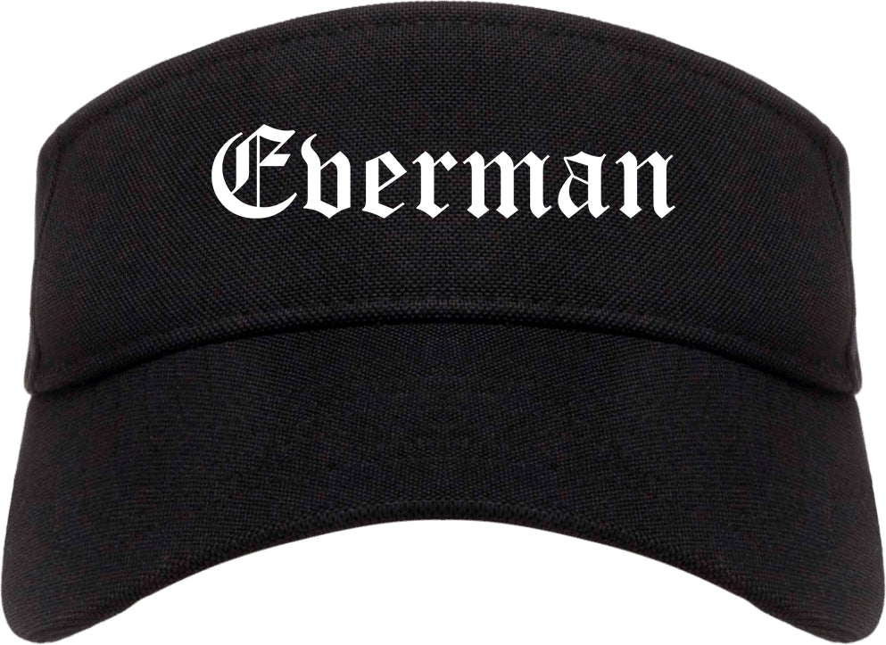 Everman Texas TX Old English Mens Visor Cap Hat Black