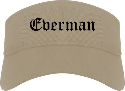 Everman Texas TX Old English Mens Visor Cap Hat Khaki