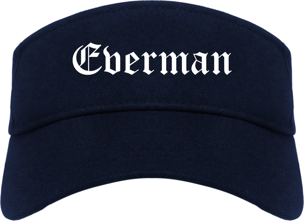Everman Texas TX Old English Mens Visor Cap Hat Navy Blue