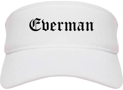 Everman Texas TX Old English Mens Visor Cap Hat White