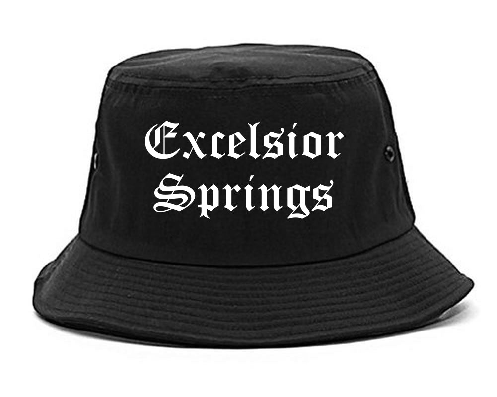 Excelsior Springs Missouri MO Old English Mens Bucket Hat Black