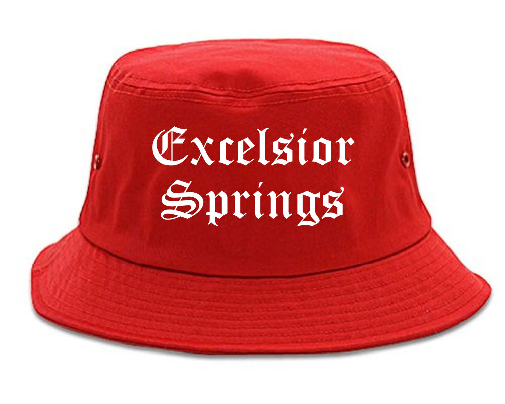 Excelsior Springs Missouri MO Old English Mens Bucket Hat Red