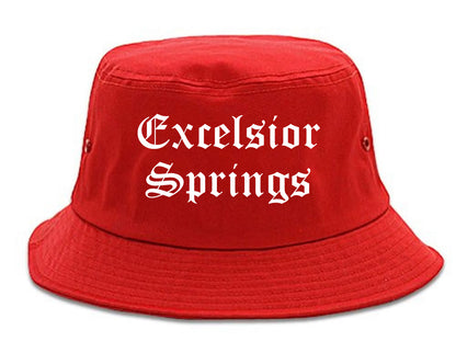 Excelsior Springs Missouri MO Old English Mens Bucket Hat Red