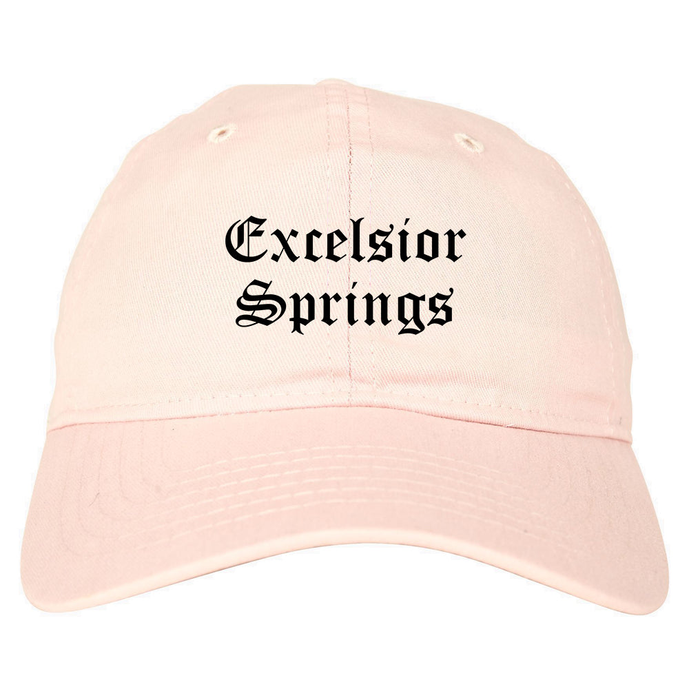 Excelsior Springs Missouri MO Old English Mens Dad Hat Baseball Cap Pink