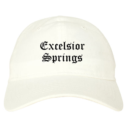 Excelsior Springs Missouri MO Old English Mens Dad Hat Baseball Cap White