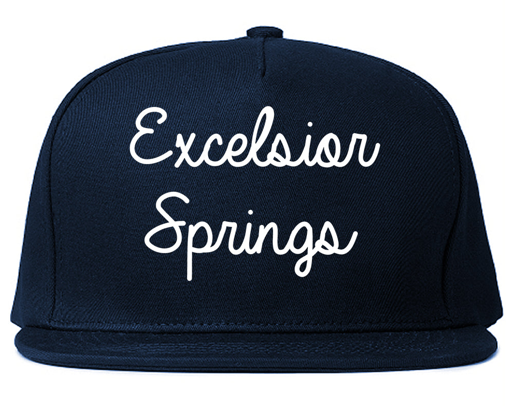 Excelsior Springs Missouri MO Script Mens Snapback Hat Navy Blue