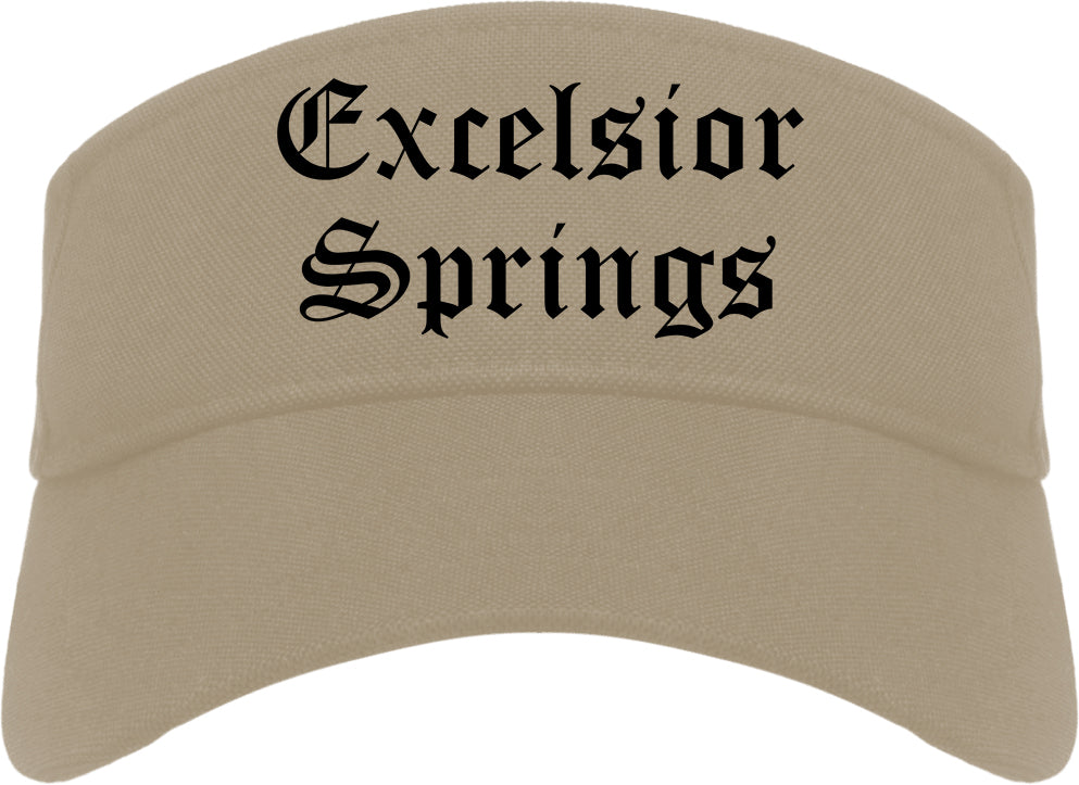 Excelsior Springs Missouri MO Old English Mens Visor Cap Hat Khaki