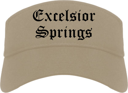 Excelsior Springs Missouri MO Old English Mens Visor Cap Hat Khaki
