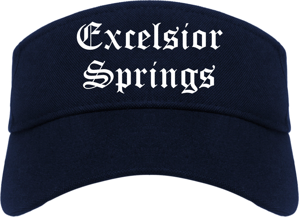 Excelsior Springs Missouri MO Old English Mens Visor Cap Hat Navy Blue