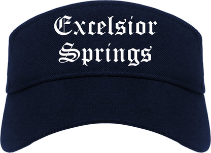 Excelsior Springs Missouri MO Old English Mens Visor Cap Hat Navy Blue