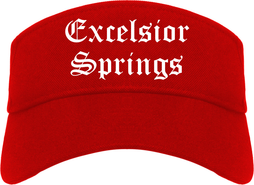 Excelsior Springs Missouri MO Old English Mens Visor Cap Hat Red