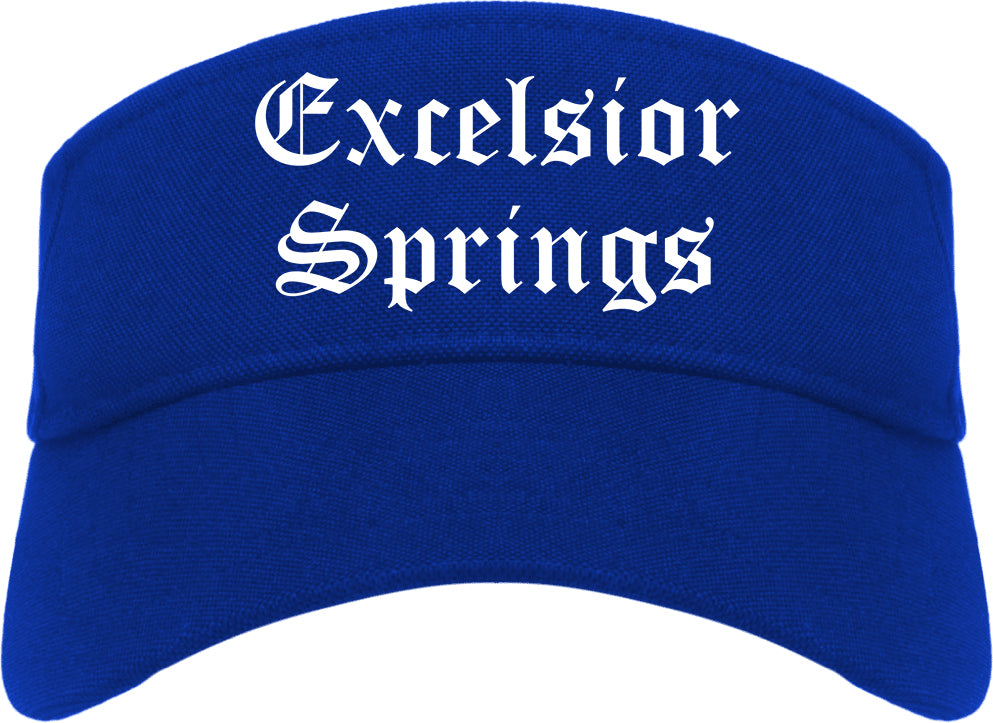 Excelsior Springs Missouri MO Old English Mens Visor Cap Hat Royal Blue