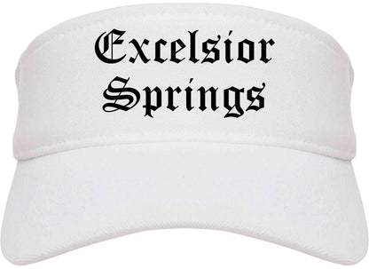 Excelsior Springs Missouri MO Old English Mens Visor Cap Hat White