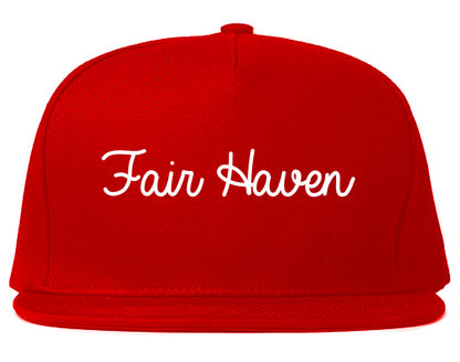 Fair Haven New Jersey NJ Script Mens Snapback Hat Red