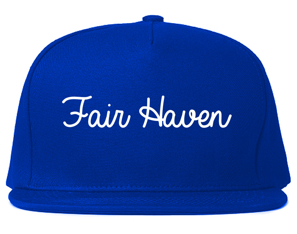Fair Haven New Jersey NJ Script Mens Snapback Hat Royal Blue