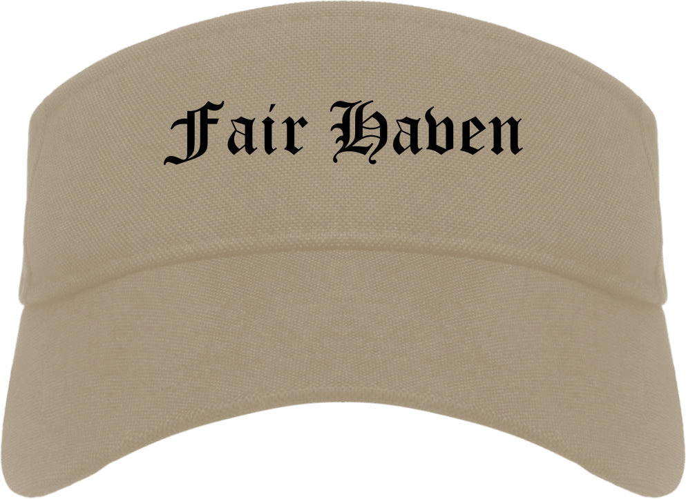 Fair Haven New Jersey NJ Old English Mens Visor Cap Hat Khaki