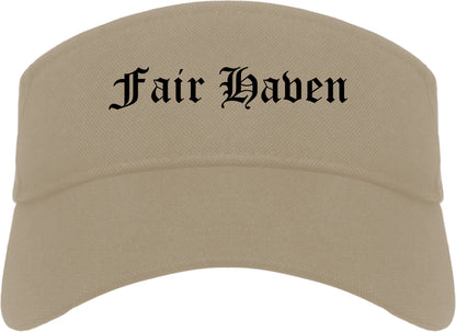 Fair Haven New Jersey NJ Old English Mens Visor Cap Hat Khaki