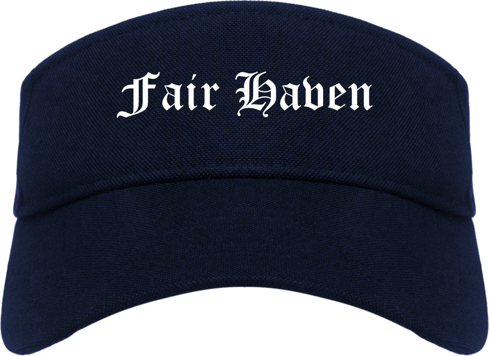 Fair Haven New Jersey NJ Old English Mens Visor Cap Hat Navy Blue