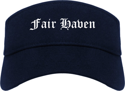 Fair Haven New Jersey NJ Old English Mens Visor Cap Hat Navy Blue