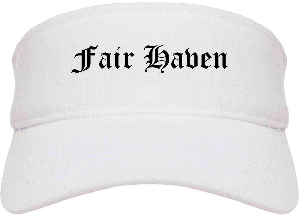 Fair Haven New Jersey NJ Old English Mens Visor Cap Hat White
