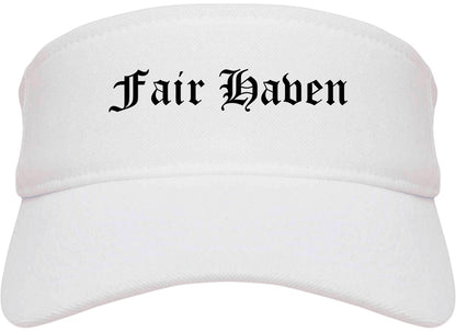 Fair Haven New Jersey NJ Old English Mens Visor Cap Hat White