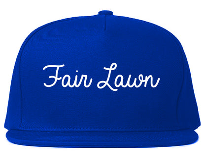 Fair Lawn New Jersey NJ Script Mens Snapback Hat Royal Blue