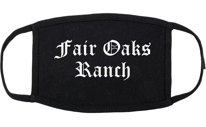 Fair Oaks Ranch Texas TX Old English Cotton Face Mask Black