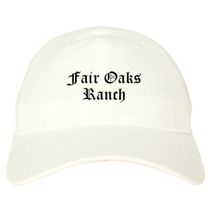 Fair Oaks Ranch Texas TX Old English Mens Dad Hat Baseball Cap White