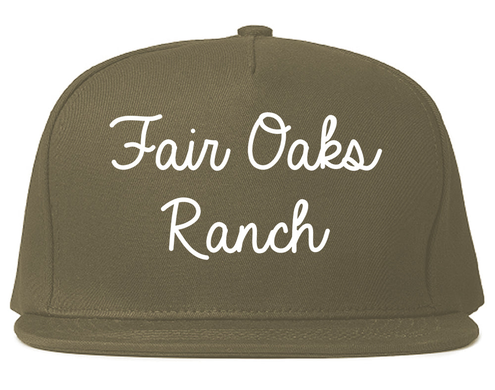 Fair Oaks Ranch Texas TX Script Mens Snapback Hat Grey