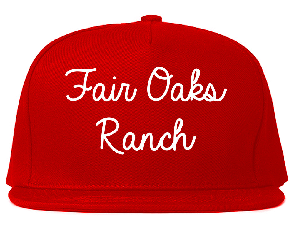 Fair Oaks Ranch Texas TX Script Mens Snapback Hat Red