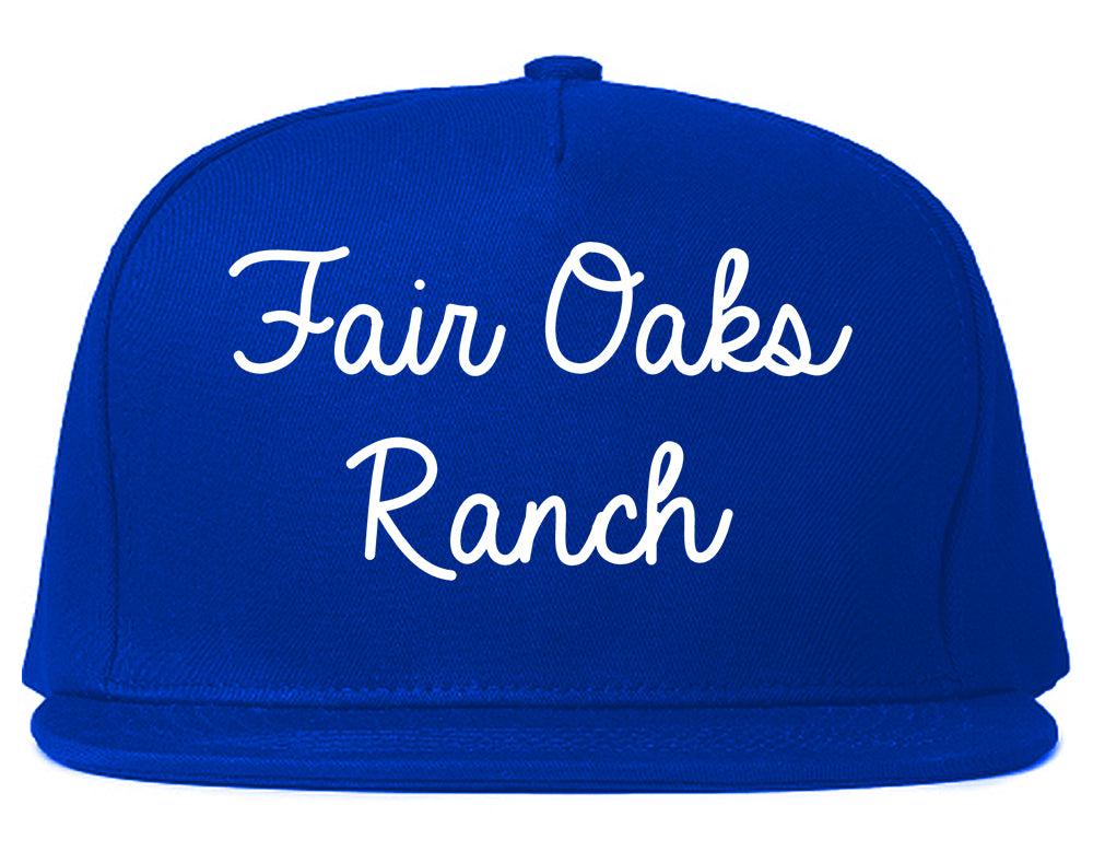Fair Oaks Ranch Texas TX Script Mens Snapback Hat Royal Blue