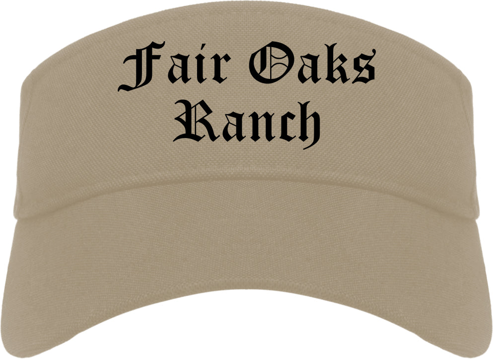 Fair Oaks Ranch Texas TX Old English Mens Visor Cap Hat Khaki