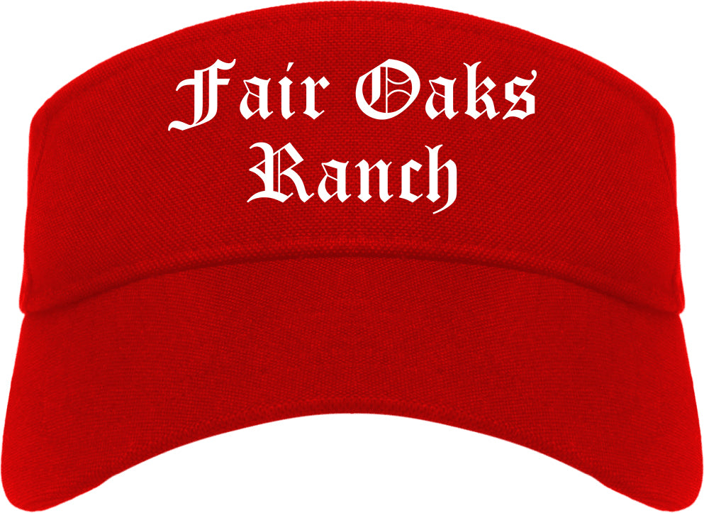 Fair Oaks Ranch Texas TX Old English Mens Visor Cap Hat Red