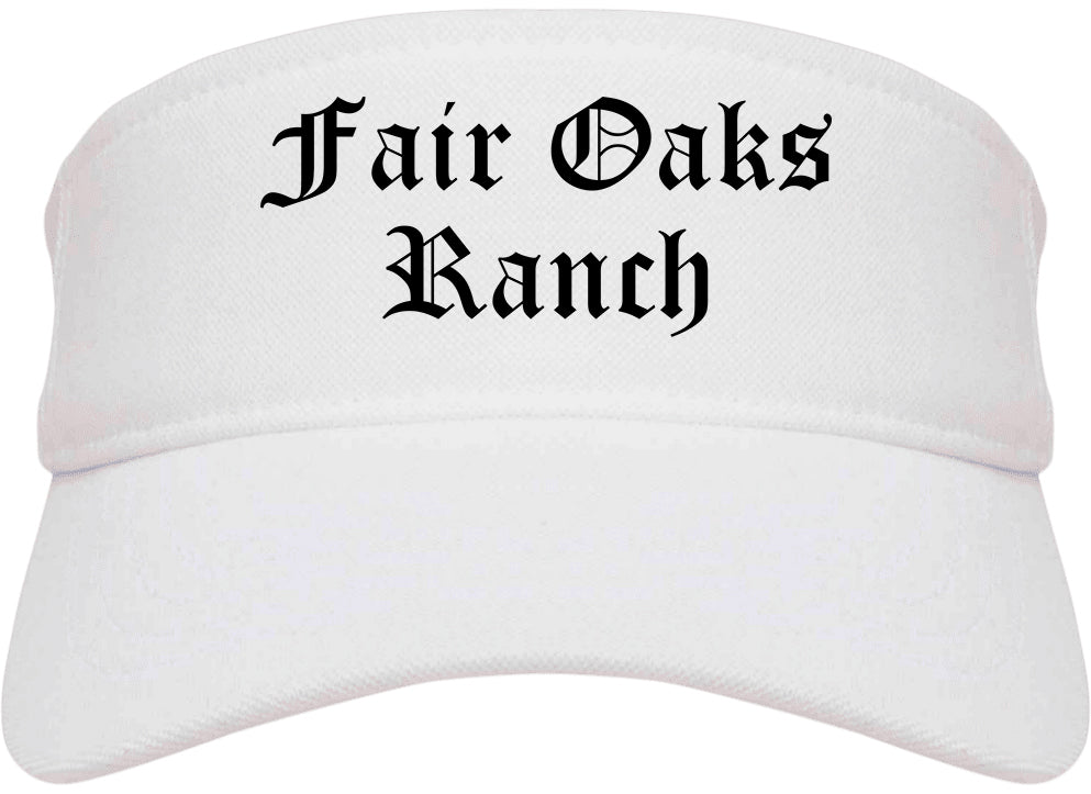Fair Oaks Ranch Texas TX Old English Mens Visor Cap Hat White