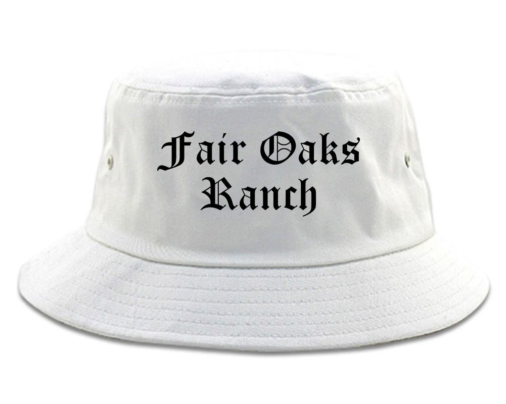 Fair Oaks Ranch Texas TX Old English Mens Bucket Hat White