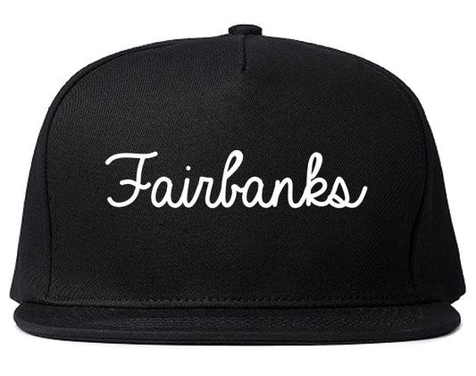 Fairbanks Alaska AK Script Mens Snapback Hat Black