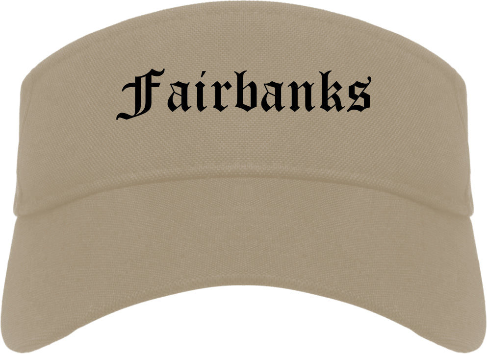 Fairbanks Alaska AK Old English Mens Visor Cap Hat Khaki