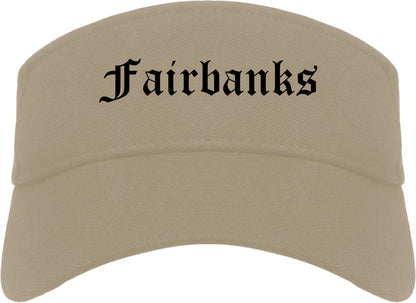 Fairbanks Alaska AK Old English Mens Visor Cap Hat Khaki