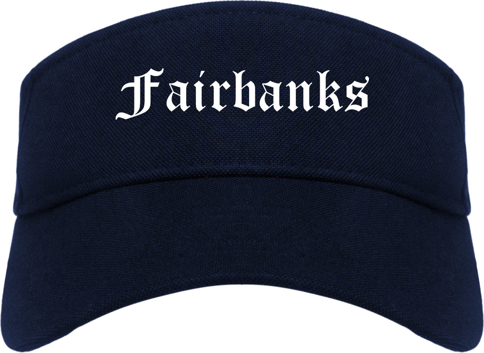 Fairbanks Alaska AK Old English Mens Visor Cap Hat Navy Blue