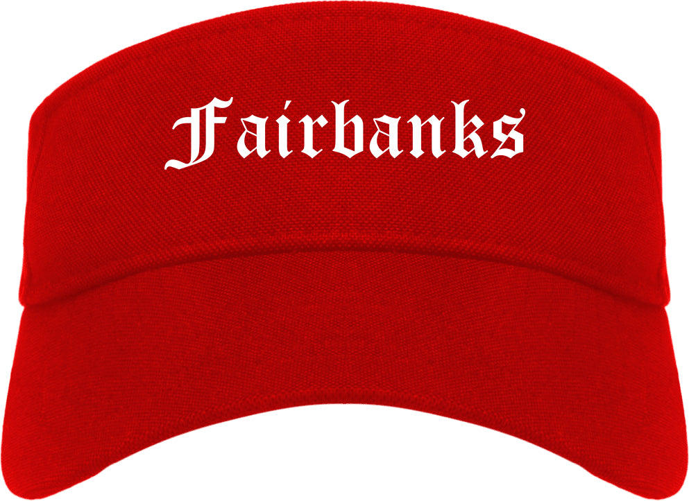 Fairbanks Alaska AK Old English Mens Visor Cap Hat Red