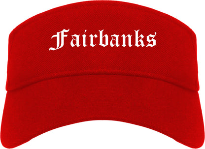 Fairbanks Alaska AK Old English Mens Visor Cap Hat Red