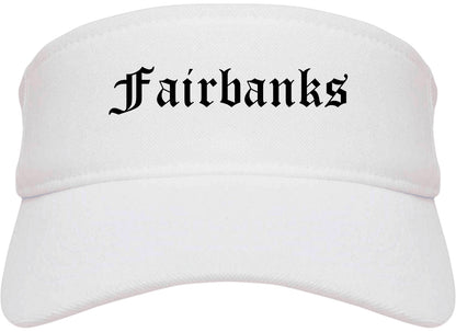 Fairbanks Alaska AK Old English Mens Visor Cap Hat White