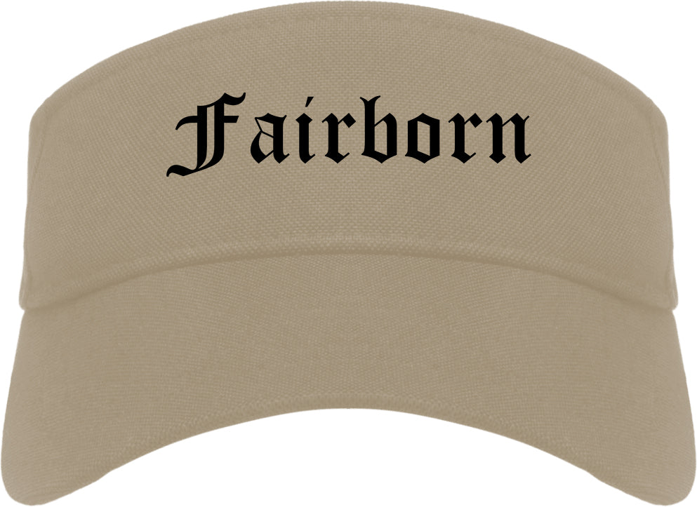 Fairborn Ohio OH Old English Mens Visor Cap Hat Khaki