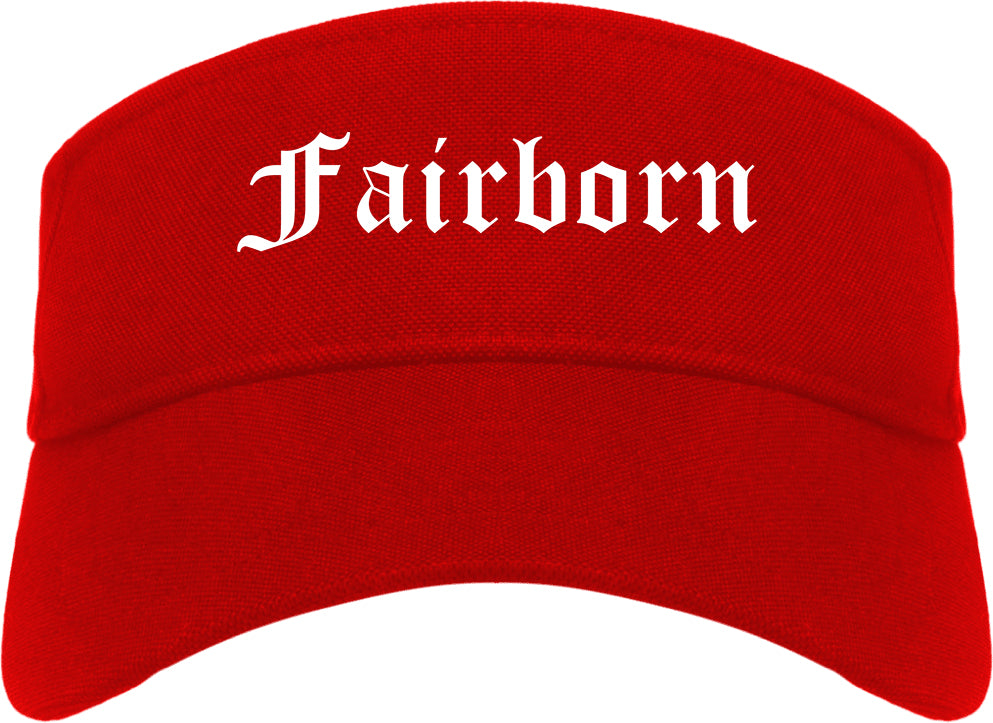 Fairborn Ohio OH Old English Mens Visor Cap Hat Red