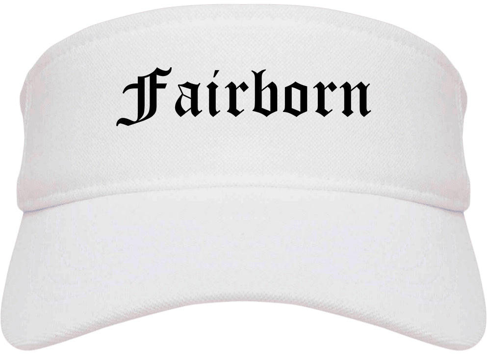 Fairborn Ohio OH Old English Mens Visor Cap Hat White