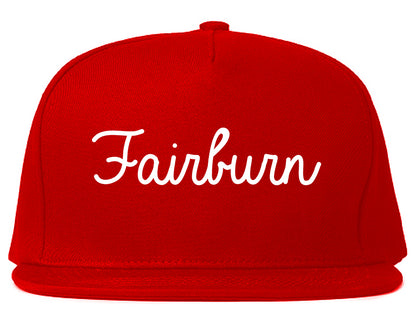 Fairburn Georgia GA Script Mens Snapback Hat Red