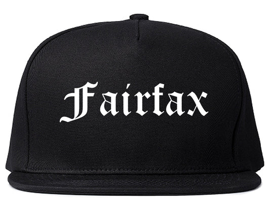 Fairfax California CA Old English Mens Snapback Hat Black