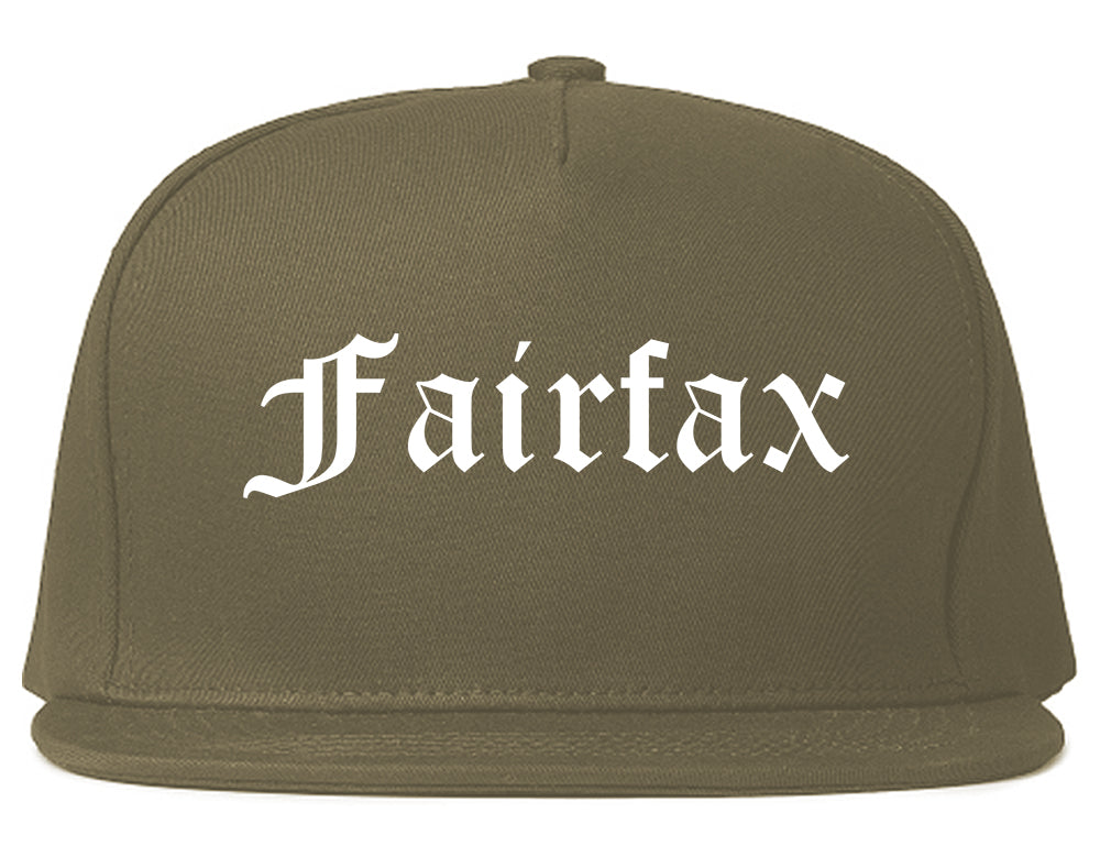 Fairfax California CA Old English Mens Snapback Hat Grey
