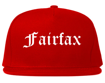 Fairfax California CA Old English Mens Snapback Hat Red