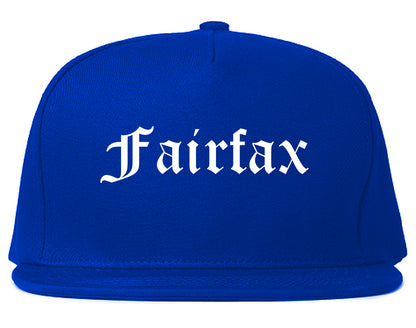 Fairfax California CA Old English Mens Snapback Hat Royal Blue